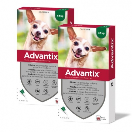 Advantix Pack 2 unità (8 pipette) per cani di taglia mini (0-4KG)