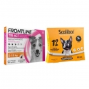 Pack Super Protezione: collare Scalibor 48 cm + Frontline Tri-Act 3 pipette (5-10 kg) per cani di piccola taglia