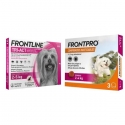 Pack Super Protezione: Frontpro Compresse Masticabili 2-4 kg + Frontline Tri-Act 3 pipette (2-5 kg) per cani mini