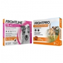 Pack Super Protezione: Frontpro Compresse Masticabili 4-10kg + Frontline Tri-Act 3 pipette (5-10kg) per cani di piccola taglia