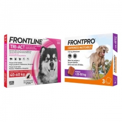 Pack Super Protezione: Frontpro Compresse Masticabili 25-50kg + Frontline Tri-Act 3 pipette (40-60kg) cani giganti