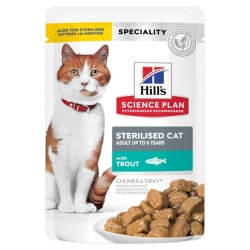 Hills Science Plan Sterilized Adult +6 alimento para gatos sabor trucha (pouch)