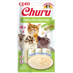 Pack Churu para gato adulto Pure de Pollo Con Vieira 12x56gr